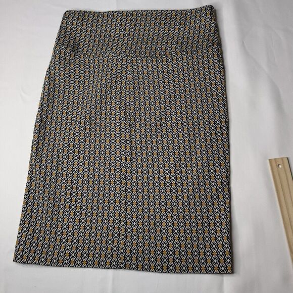 Ashley Blue Sz L P Knit Knee Length Straight & Pencil Skirt Geometric Women's - Picture 9 of 11